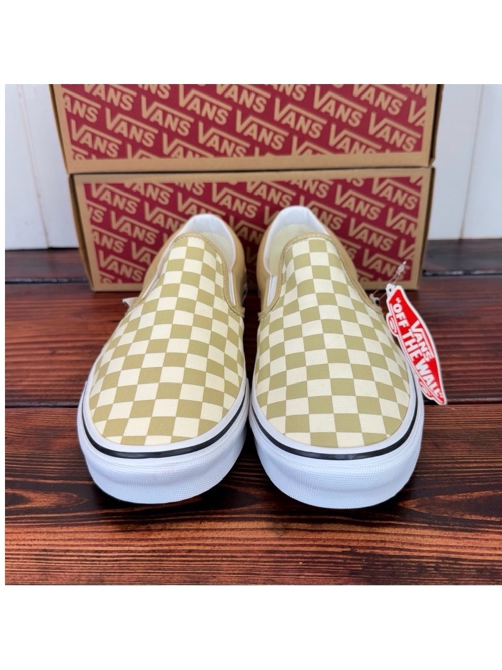 NIB Vans Classic Slip-On Checkerboard Taos Taupe Sneakers Men’s 10.5
